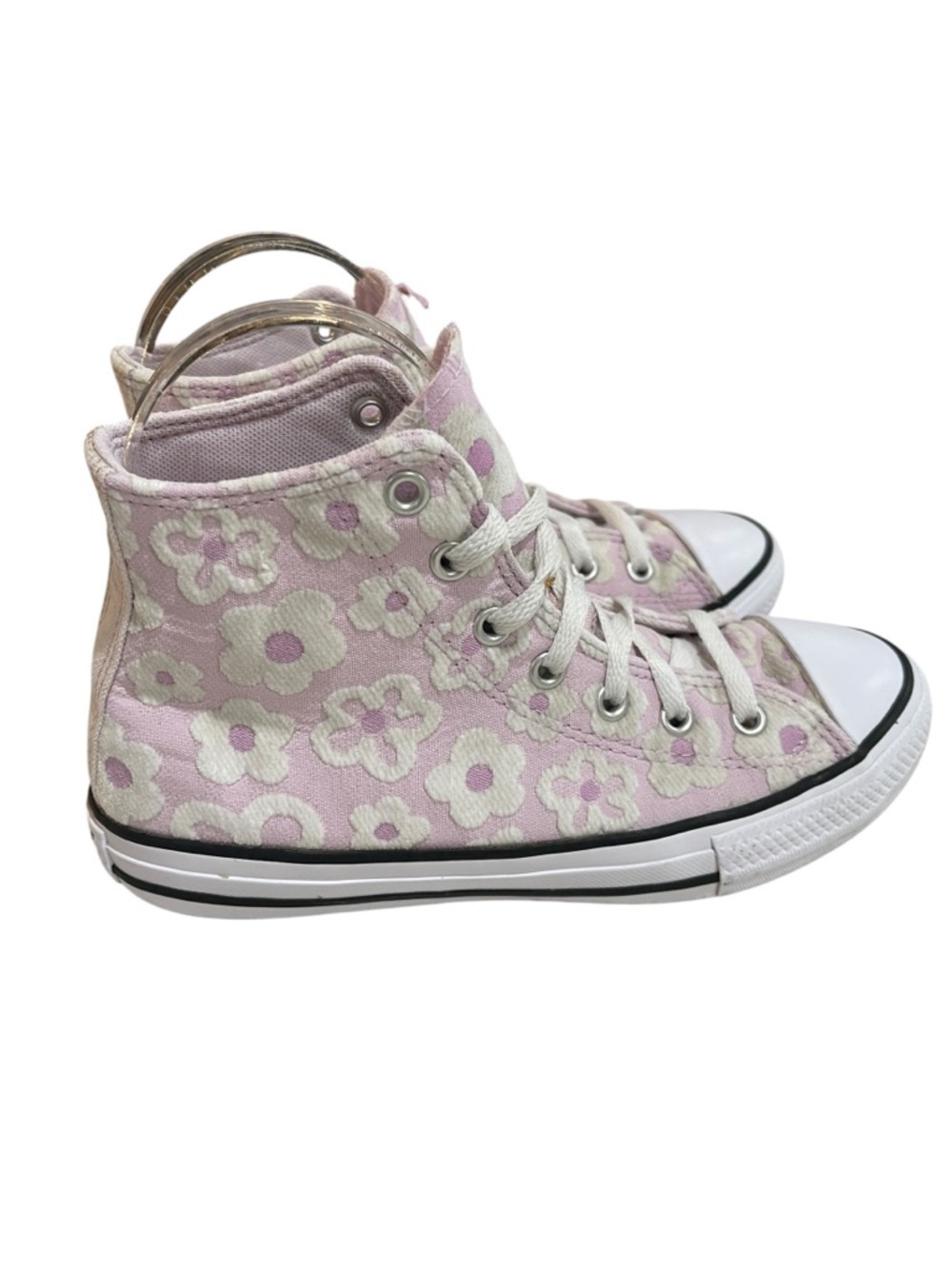 Converse Youth Chuck Taylor All Star High Top Floral Sneakers SZ 3 Lavender